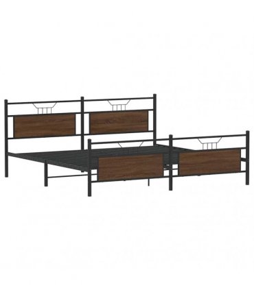 vidaXL Metal Bed Frame without Mattress Brown Oak 193x203 cm