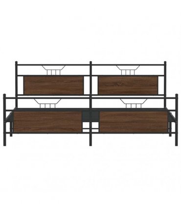 vidaXL Metal Bed Frame without Mattress Brown Oak 193x203 cm