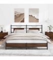 vidaXL Metal Bed Frame without Mattress Brown Oak 183x213 cm