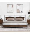 vidaXL Metal Bed Frame without Mattress Brown Oak 193x203 cm