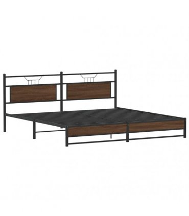vidaXL Metal Bed Frame without Mattress Brown Oak 193x203 cm