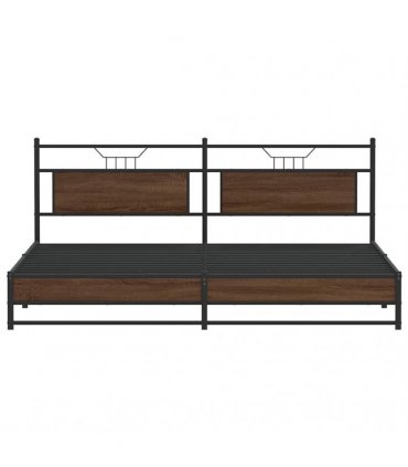 vidaXL Metal Bed Frame without Mattress Brown Oak 193x203 cm