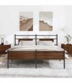 vidaXL Metal Bed Frame without Mattress Brown Oak 160x200 cm