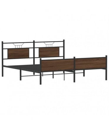 vidaXL Metal Bed Frame without Mattress Brown Oak 160x200 cm