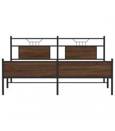 vidaXL Metal Bed Frame without Mattress Brown Oak 160x200 cm