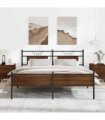 vidaXL Metal Bed Frame without Mattress Brown Oak 180x200 cm