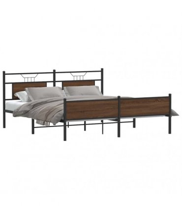 vidaXL Metal Bed Frame without Mattress Brown Oak 180x200 cm