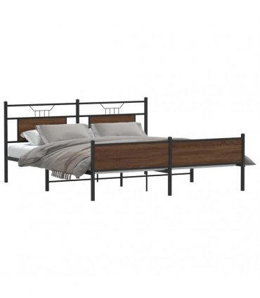 vidaXL Metal Bed Frame without Mattress Brown Oak 183x213 cm