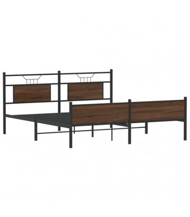vidaXL Metal Bed Frame without Mattress Brown Oak 183x213 cm