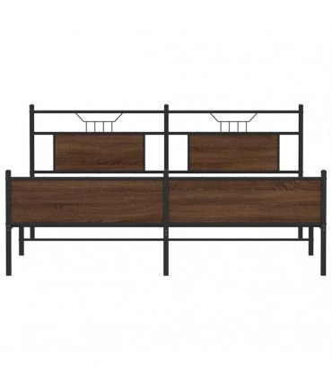 vidaXL Metal Bed Frame without Mattress Brown Oak 183x213 cm