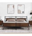 vidaXL Metal Bed Frame without Mattress Brown Oak 193x203 cm