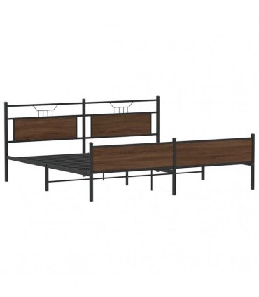 vidaXL Metal Bed Frame without Mattress Brown Oak 193x203 cm