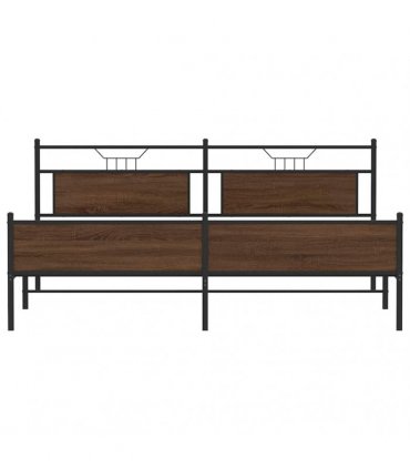 vidaXL Metal Bed Frame without Mattress Brown Oak 193x203 cm
