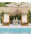 vidaXL Beach Chair 2 pcs Brown Solid Acacia Wood