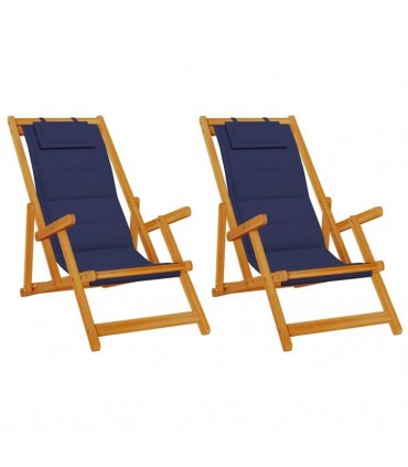vidaXL Beach Chair 2 pcs Brown Solid Acacia Wood