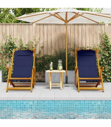 vidaXL Beach Chair 2 pcs Brown Solid Acacia Wood
