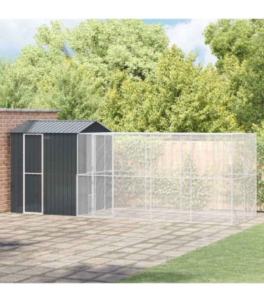 vidaXL Bird Cage Anthracite 621 x 208 x 247 cm Galvanised Steel