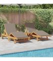 vidaXL Sun Lounger 2 pcs Solid Acacia Wood Taupe