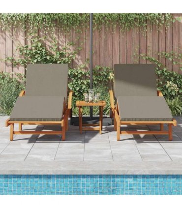 vidaXL Sun Lounger 2 pcs Solid Acacia Wood Taupe