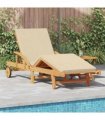vidaXL Sun Lounger 2 pcs Solid Acacia Wood Beige
