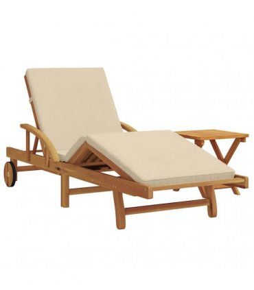vidaXL Sun Lounger 2 pcs Solid Acacia Wood Beige