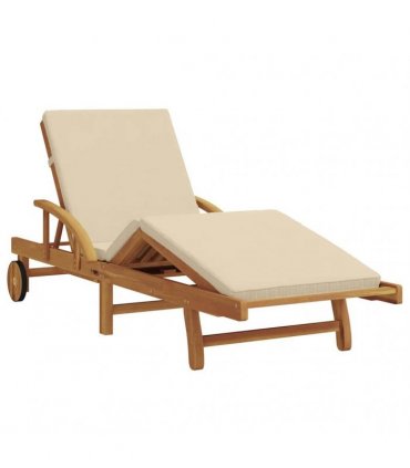 vidaXL Sun Lounger 2 pcs Solid Acacia Wood Beige