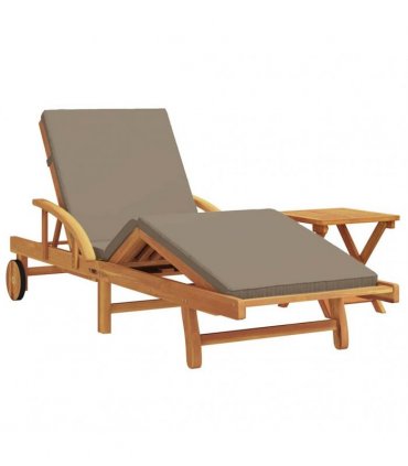 vidaXL Sun Lounger 2 pcs Solid Acacia Wood Taupe