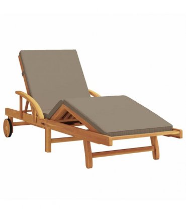 vidaXL Sun Lounger 2 pcs Solid Acacia Wood Taupe