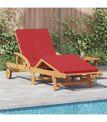 vidaXL Sun Lounger 2 pcs Solid Acacia Wood Red