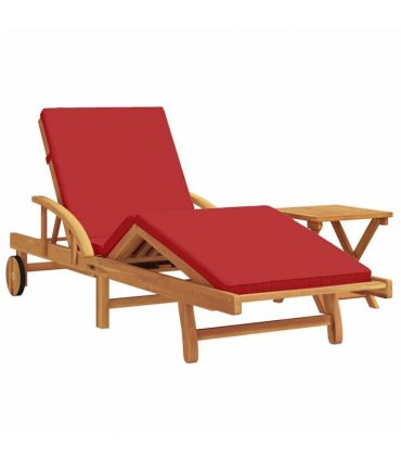 vidaXL Sun Lounger 2 pcs Solid Acacia Wood Red