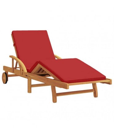 vidaXL Sun Lounger 2 pcs Solid Acacia Wood Red