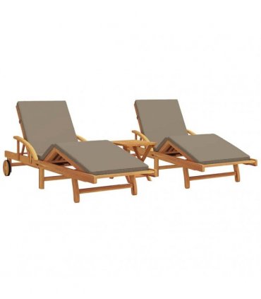vidaXL Sun Lounger 3 pcs Solid Acacia Wood Taupe