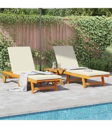 vidaXL Sun Lounger 2 pcs Solid Acacia Wood Brown