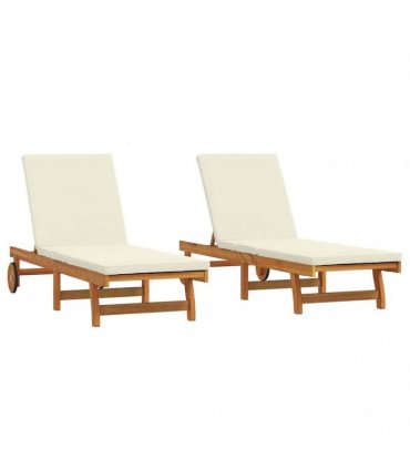 vidaXL Sun Lounger 2 pcs Solid Acacia Wood Brown