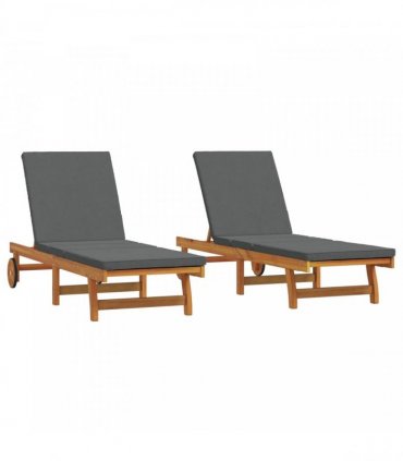 vidaXL Sun Lounger 2 pcs Solid Acacia Wood Brown