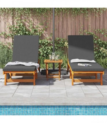 vidaXL Sun Lounger 2 pcs Solid Acacia Wood Brown