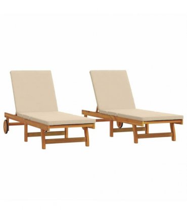 vidaXL Sun Lounger 2 pcs Solid Acacia Wood Brown