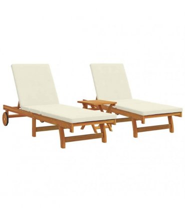 vidaXL Sun Lounger 3 pcs Solid Acacia Wood Brown