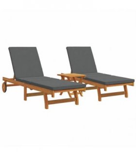 vidaXL Sun Lounger 3 pcs Solid Acacia Wood Brown