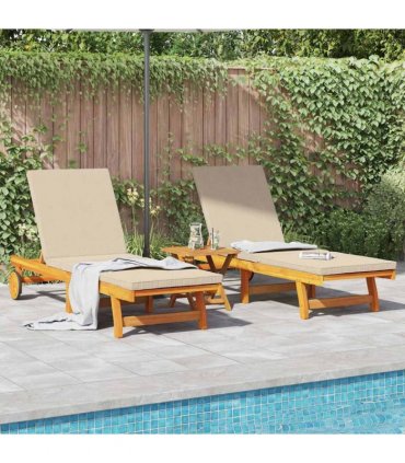 vidaXL Sun Lounger 3 pcs Solid Acacia Wood Brown