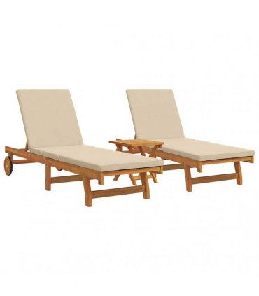 vidaXL Sun Lounger 3 pcs Solid Acacia Wood Brown