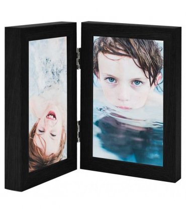 vidaXL Bifold Photo Frame Collage Black 2x(21x29,7 cm)