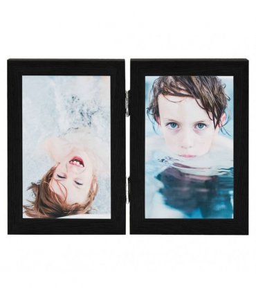 vidaXL Bifold Photo Frame Collage Black 2x(21x29,7 cm)