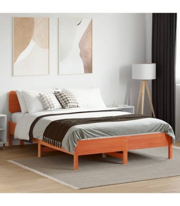 vidaXL Bed Frame without Mattress Wax Brown 140x190 cm Solid Wood Pine