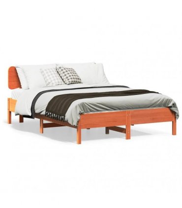 vidaXL Bed Frame without Mattress Wax Brown 135x190 cm Solid Wood Pine