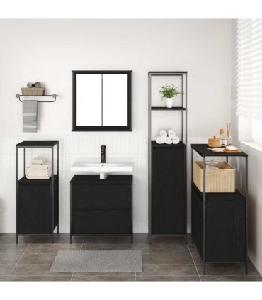 vidaXL Bathroom Furniture Set 5 pcs Black Engineered wood