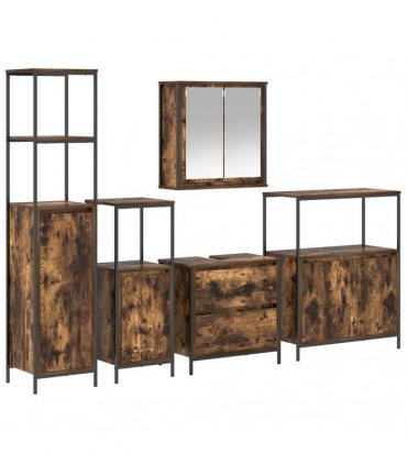vidaXL Bathroom Furniture Set 5 pcs Brown Engineered wood
