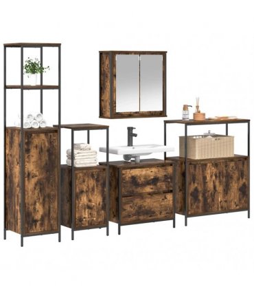 vidaXL Bathroom Furniture Set 5 pcs Brown Engineered wood