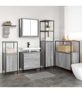 vidaXL Bathroom Furniture Set 5 pcs Grey Engineered wood