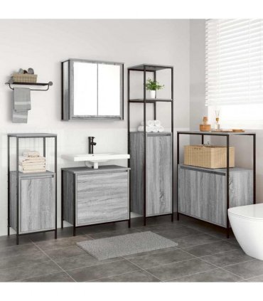 vidaXL Bathroom Furniture Set 5 pcs Grey Engineered wood